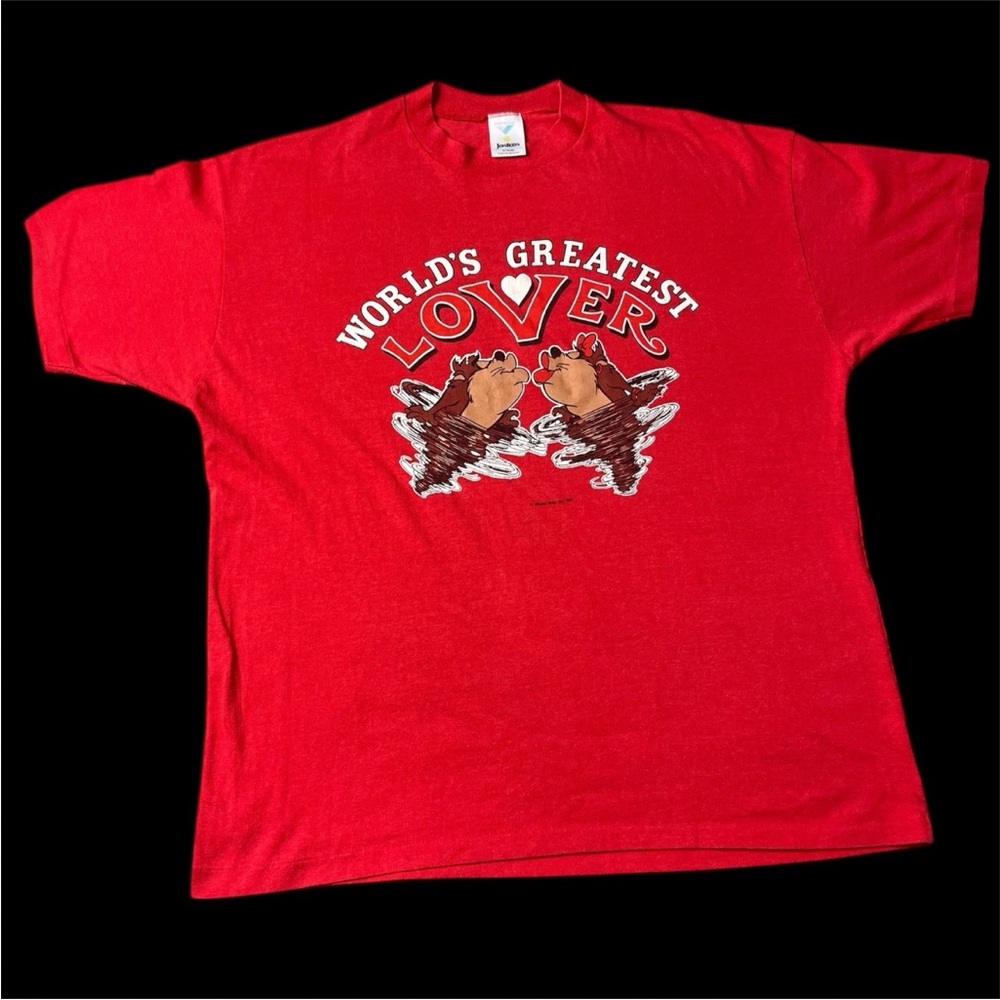 Vintage 1987 Warner Bros Red Taz Devil Worlds Greatest Lover T Shirt